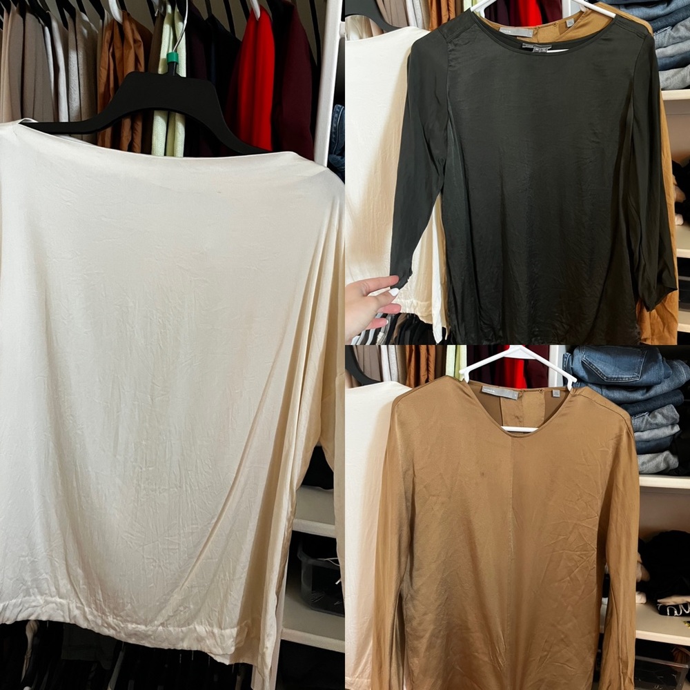 Set of 3 Silk Vince Blouses XS/S